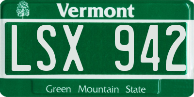 VT license plate LSX942