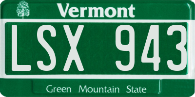 VT license plate LSX943