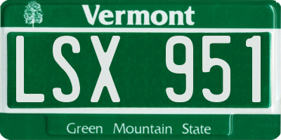 VT license plate LSX951