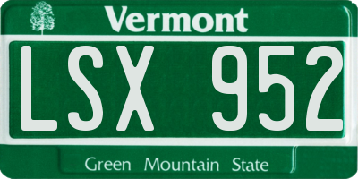 VT license plate LSX952