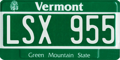 VT license plate LSX955