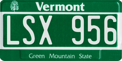 VT license plate LSX956