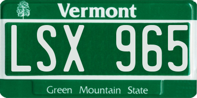 VT license plate LSX965