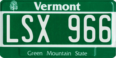 VT license plate LSX966