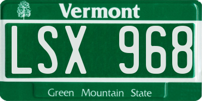 VT license plate LSX968