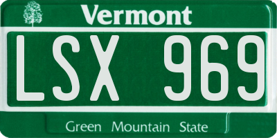 VT license plate LSX969
