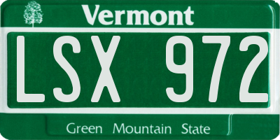 VT license plate LSX972