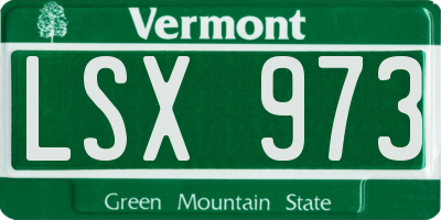 VT license plate LSX973