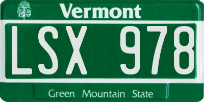 VT license plate LSX978