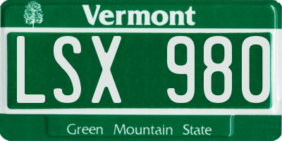VT license plate LSX980