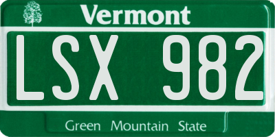VT license plate LSX982