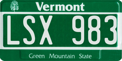 VT license plate LSX983