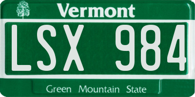 VT license plate LSX984