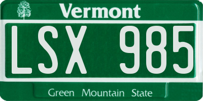 VT license plate LSX985