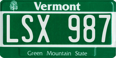 VT license plate LSX987