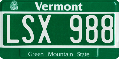 VT license plate LSX988