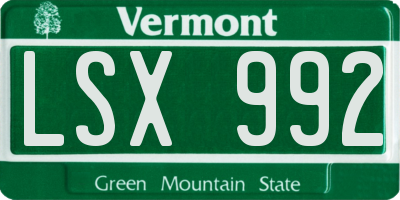 VT license plate LSX992
