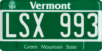 VT license plate LSX993