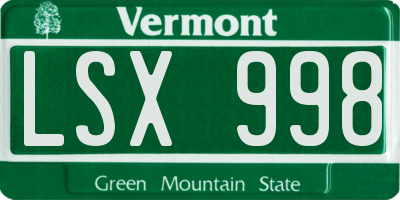 VT license plate LSX998