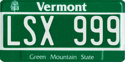 VT license plate LSX999
