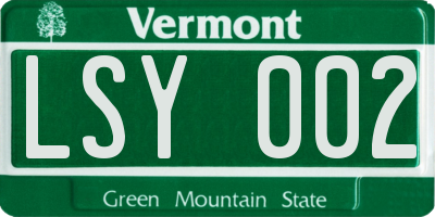 VT license plate LSY002