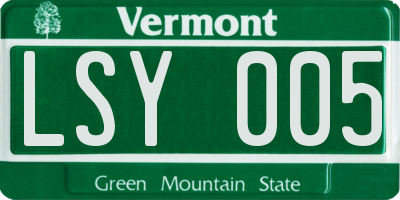 VT license plate LSY005