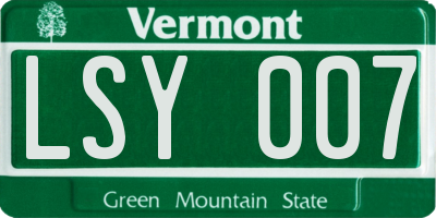 VT license plate LSY007