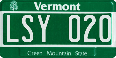 VT license plate LSY020