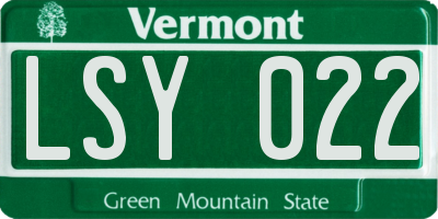 VT license plate LSY022