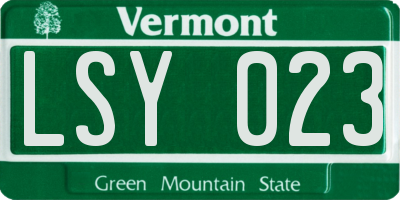 VT license plate LSY023