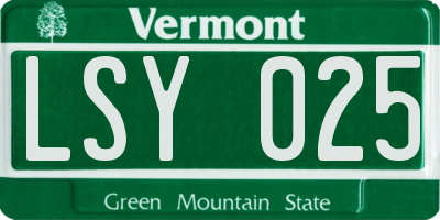 VT license plate LSY025