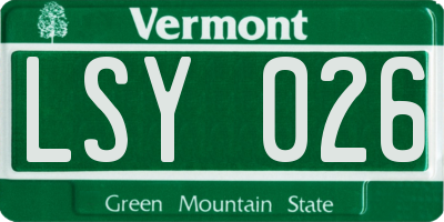 VT license plate LSY026