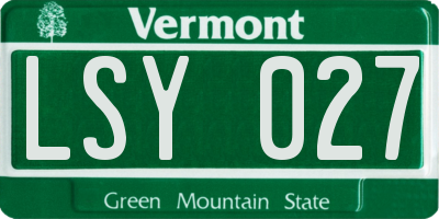 VT license plate LSY027