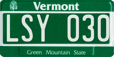 VT license plate LSY030