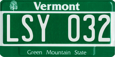 VT license plate LSY032