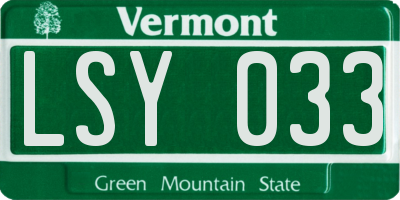 VT license plate LSY033