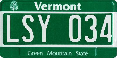 VT license plate LSY034