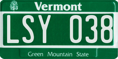 VT license plate LSY038