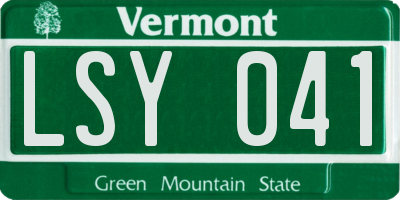 VT license plate LSY041