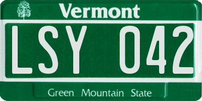 VT license plate LSY042