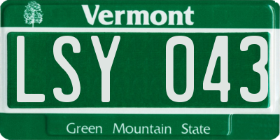 VT license plate LSY043