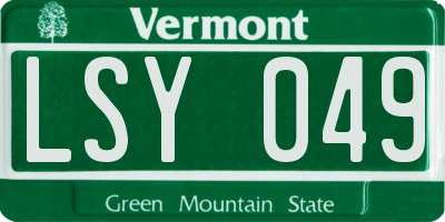VT license plate LSY049