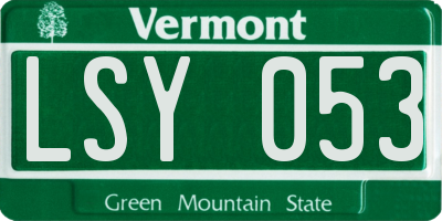 VT license plate LSY053