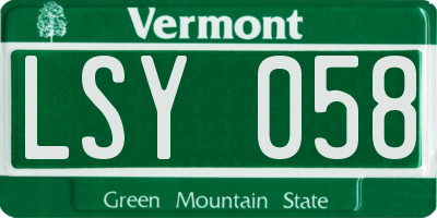 VT license plate LSY058