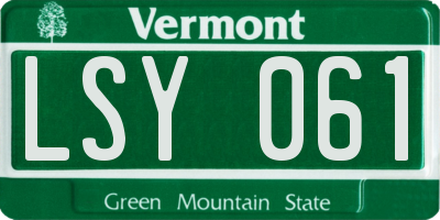 VT license plate LSY061