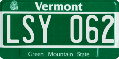 VT license plate LSY062