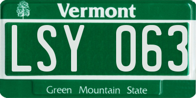 VT license plate LSY063