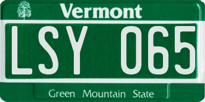 VT license plate LSY065