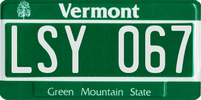 VT license plate LSY067