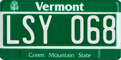 VT license plate LSY068